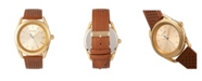 Simplify Quartz The 5900 Gold Case, Genuine Camel Leather Watch 43mm